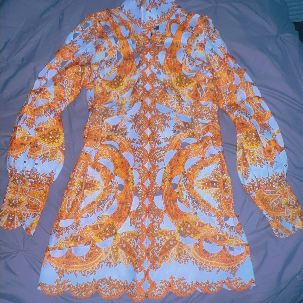 Vintage Orange and White Patterned Dress